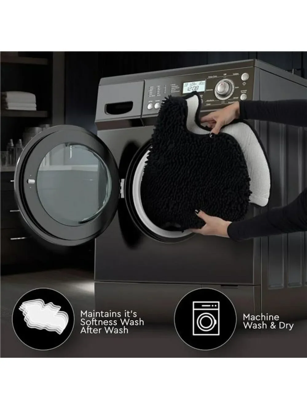 Goth Bat Bathroom Rug Non Slip Chenille Bath Mat Soft Absorbent Washable Decor